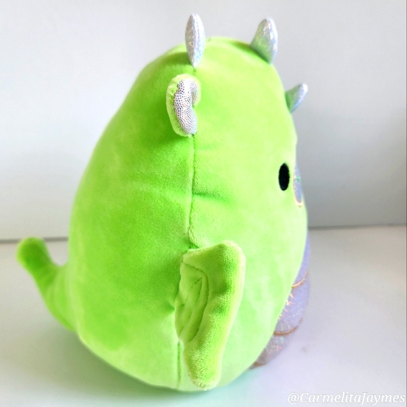 EYK 🐉Bright Green & Glitter Gold Dragon Original Squishmallow by Kelly Toy NWT - Picture 7 of 7